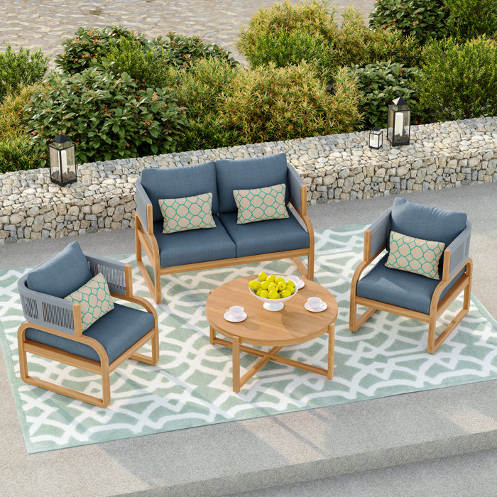 4 Person Outdoor Seating Group with Sunbrella Cushions & Reviews Joss & Main